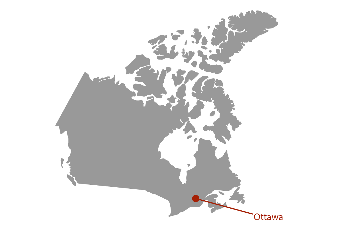 Ottawa on Canada map